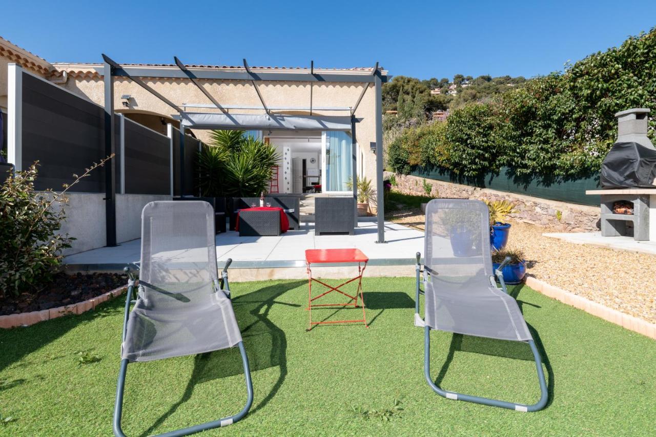 Face A La Mer Superbe Villa Terrasse Barbecue Le Pradet Carqueiranne Exteriör bild